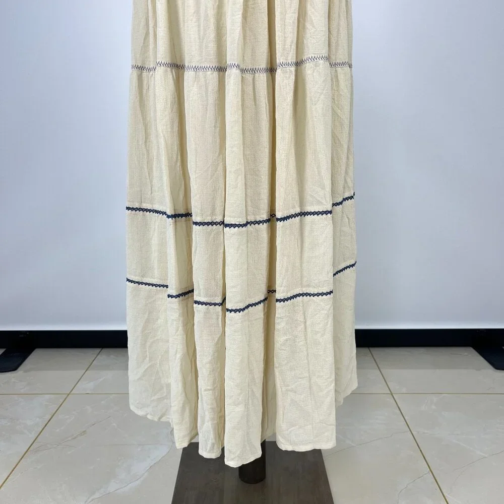 $595 NWOT See by Chloé Off-White Embroidered Maxi Skirt Size 38/L Pull-On - Picture 5 of 14
